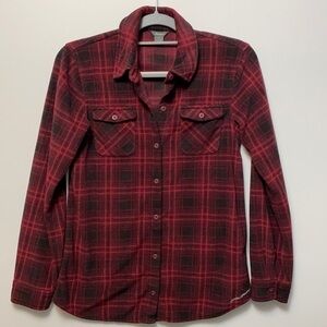 EDDIE Bauer Plaid  Red and Black Flannel Top Size XS-Excellent Condition